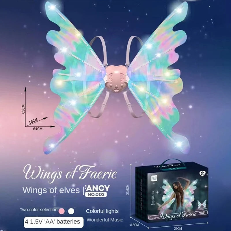 Girls Electrical Butterfly Wings With Luminous Lights Moving Fairy Wings