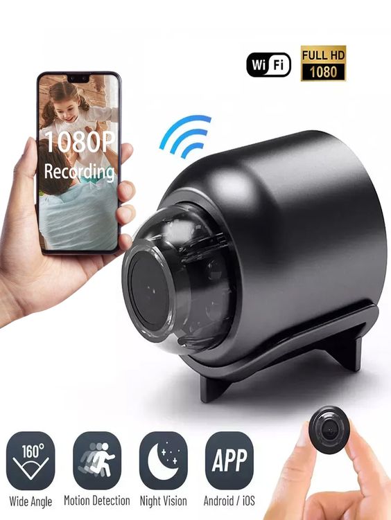 1080P HD Mini WiFi Camera for Home Office Included Sound Detector and Night Vision.