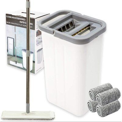 Flat Floor Mop and Bucket Set with Wet & Dry Usage